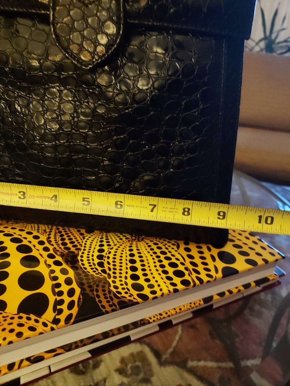 Salvatore Ferragamo Black Croc-Embossed Top Handle Bag with Gold Hardware - Picture 4 of 8